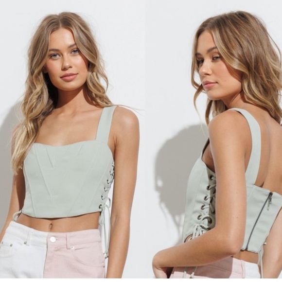 Papermoon Tops - Side Tie boned bodice Corset Top Adjustable
